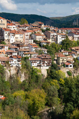 Fototapeta na wymiar Cityscape from the medieval Bulgarian capital Veliko Tarnovo