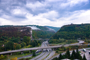 Fototapeta premium Roads and flyovers at the town of Veliko Tarnovo, Bulgaria