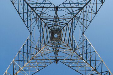 High voltage post or High voltage tower  with blue sky backgrpund in the morning