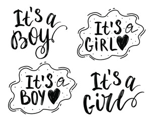 Lettering for cards, children's albums, children's girls, gender parties for a boy and a girl. 