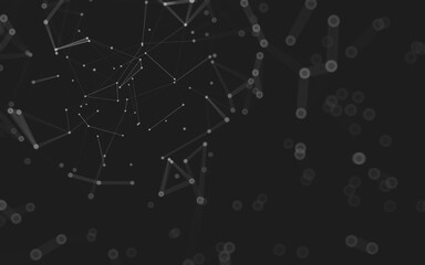 Abstract background. Molecules technology with polygonal shapes, connecting dots and lines. Connection structure. Big data visualization.