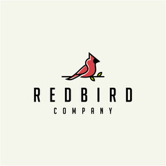 Cardinal Bird Logo Design Illustration