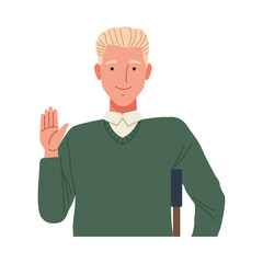 man in crutch perfectly imperfect character