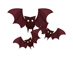 halloween bats flying isolated icon