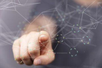 connection binary code interface digital touch