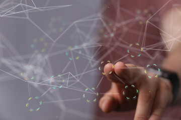 connection binary code interface digital touch