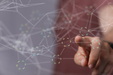 connection binary code interface digital touch