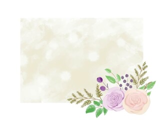 水彩風のバラの花のアレンジメント　カード　