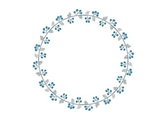 青い木の実のフレーム　円形