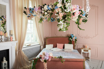 beautiful baroque bedroom decorated with flowers