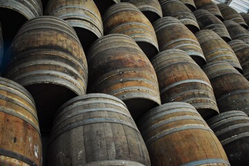 stack of old barrels