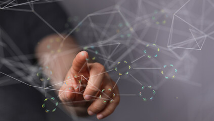 connection binary code interface digital touch