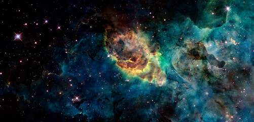 Nebula and stars in deep space. Elements of this image furnished by NASA