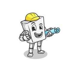 rock mascot character. Cartoon retro vintage contractor or construction worker character mascot logo. vector illustration