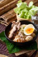 Asian food, rice noodle spicy soup