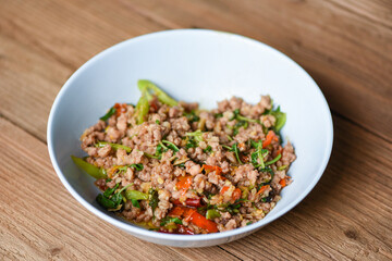 Stir fry basil ground pork - Spicy minced pork salad