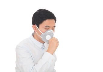 Man wearing a mask coughing