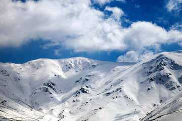 snow covered mountains in winter