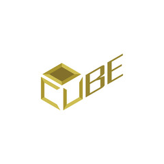 3d Golden  cube text logo design vector