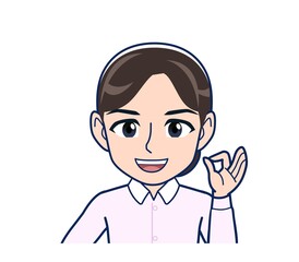 Housewife who came in a pink Y-shirt