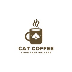 Creative cat coffee logo design