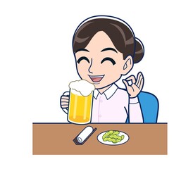 Housewife who came in a pink Y-shirt