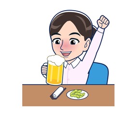 Housewife who came in a pink Y-shirt