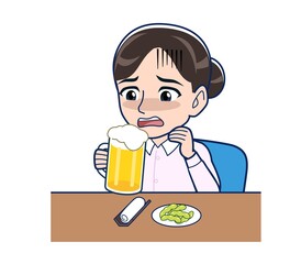 Housewife who came in a pink Y-shirt