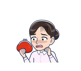 Housewife who came in a pink Y-shirt