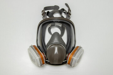 Full face mask respirator for personal respiratory protection. - obrazy, fototapety, plakaty