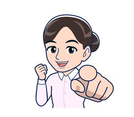 Housewife who came in a pink Y-shirt