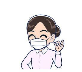 Housewife who came in a pink Y-shirt