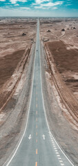 Fototapeta premium aerial view of the road in desert