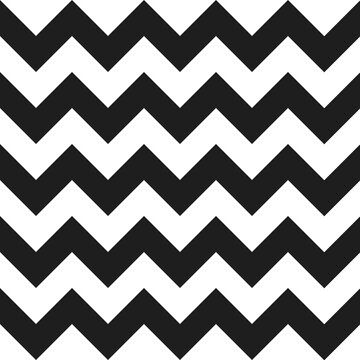 Zig zag Halloween pattern. Regular chevron stripes of white and black color. Classic zigzag lines abstract geometry background. Seamless texture print. Vector illustration