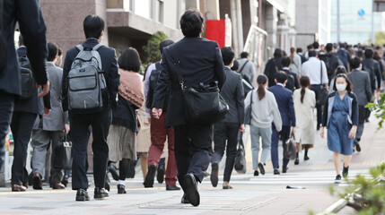 Crowd of people walking on the street in Tokyo, JAPAN 