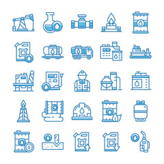 Set of Oil Industry icons with blue style.