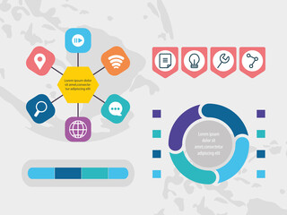 Fototapeta na wymiar infographic elements design with business and social related icons