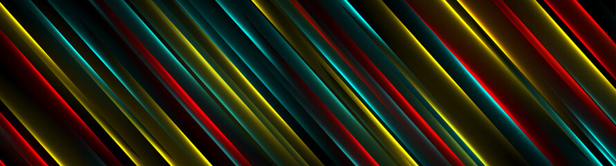 Colorful futuristic neon lines abstract hi-tech banner. Glowing vector background