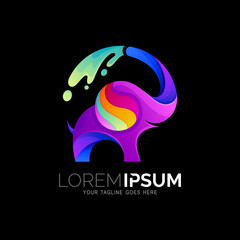 Elephant logo with colorful design illustration, 3d colorful, 