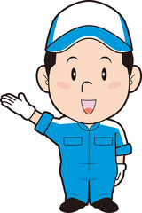 案内する男性整備士