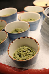 Image of japanese green tea soba noodles