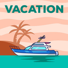 yacht vacation poster vector illustration design