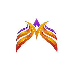 Letter m wing icon logo design template
