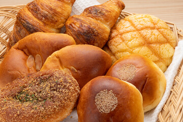 菓子パン・惣菜パンの集合【ベーカリー・パン屋イメージ】