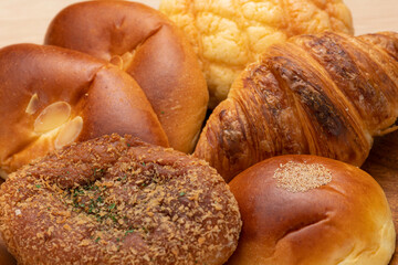 菓子パン・惣菜パンの集合【ベーカリー・パン屋イメージ】