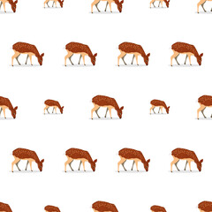 Seamless pattern with a deer. Suitable for backgrounds, postcards, and wrapping paper. Vector.