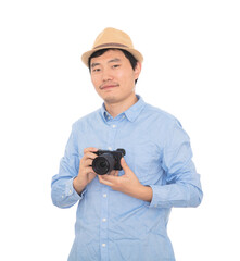 Photographer with a mirrorless camera