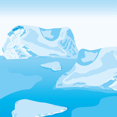 vector illustration of icebergs arctic landscape