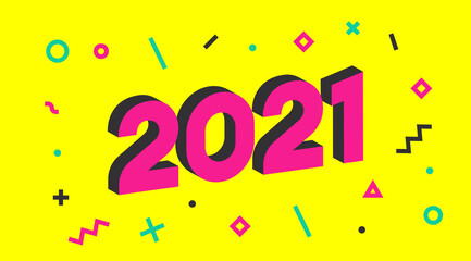 2021 Vector Design. Happy New Year illustration for the year 2021. For your festive poster and banner designs.