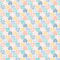 Fototapeta na wymiar Hearts vector seamless pattern for shirt, panties, tank top or swimsuit, underwear, bedding, blanket or pillow. Outline sketch background. Doodle textile. Wedding. Fashion design for Valentines day